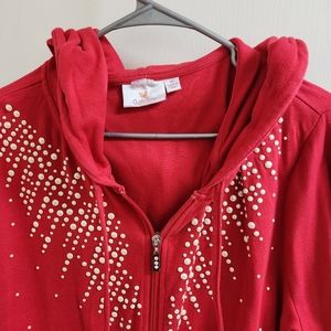 Quacker Factory Hooded Beaded Sweatshirt